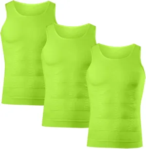 3 Pack Men's Athletic Compression Shirts Shapewear Undershirts Sleeveless Slimming Tank Top Base Layer