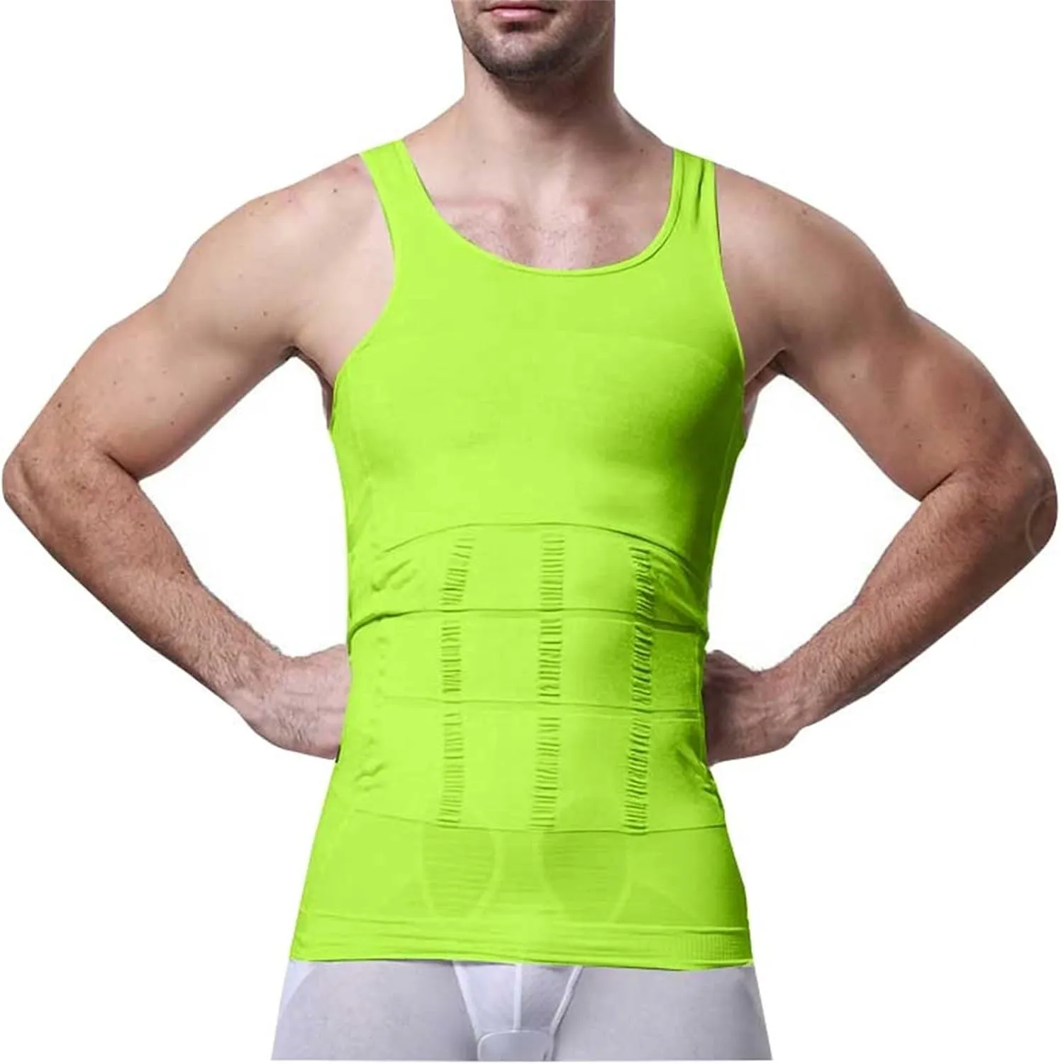 3 Pack Men's Athletic Compression Shirts Shapewear Undershirts Sleeveless Slimming Tank Top Base Layer