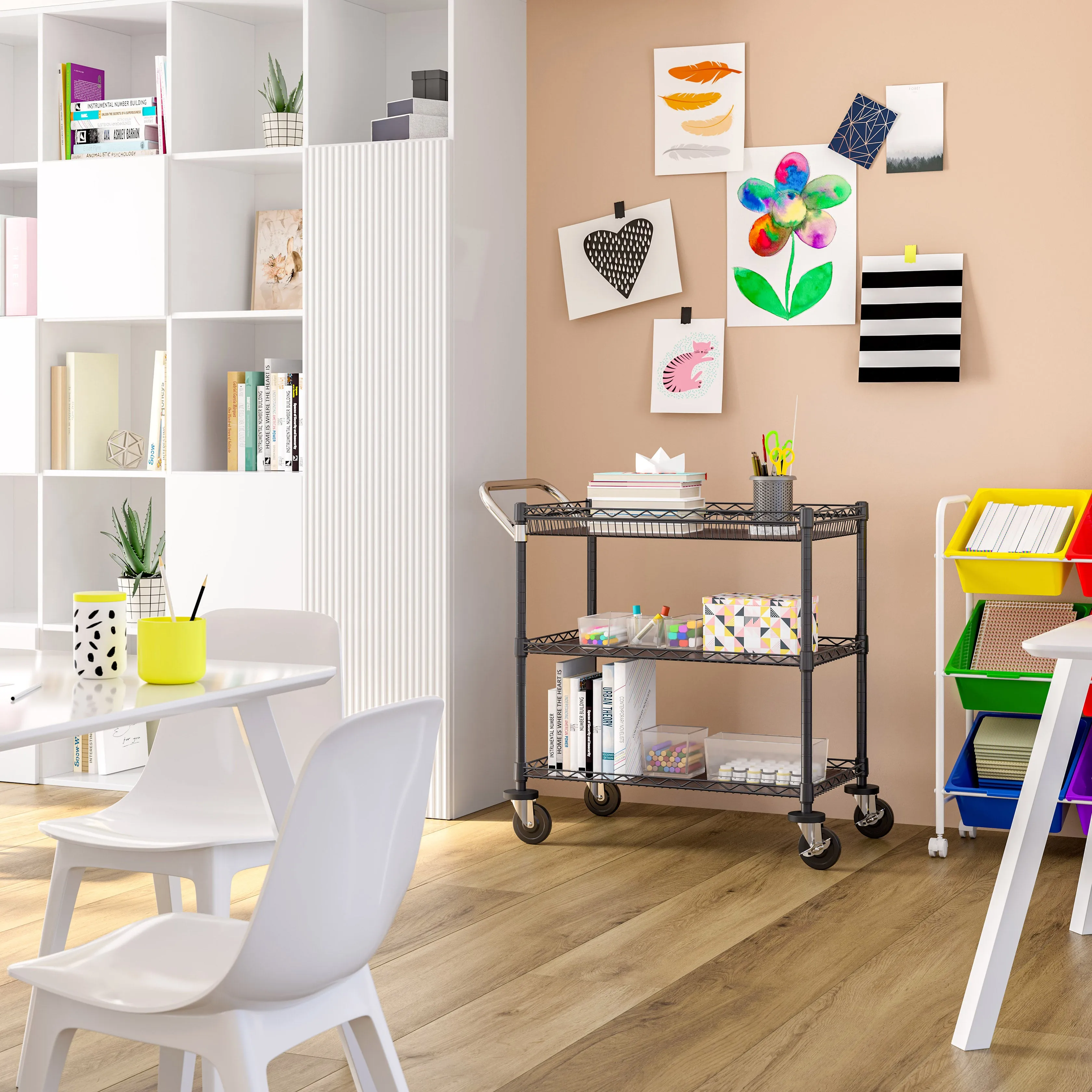 3-Tier NSF Utility Cart with Shelf Liners