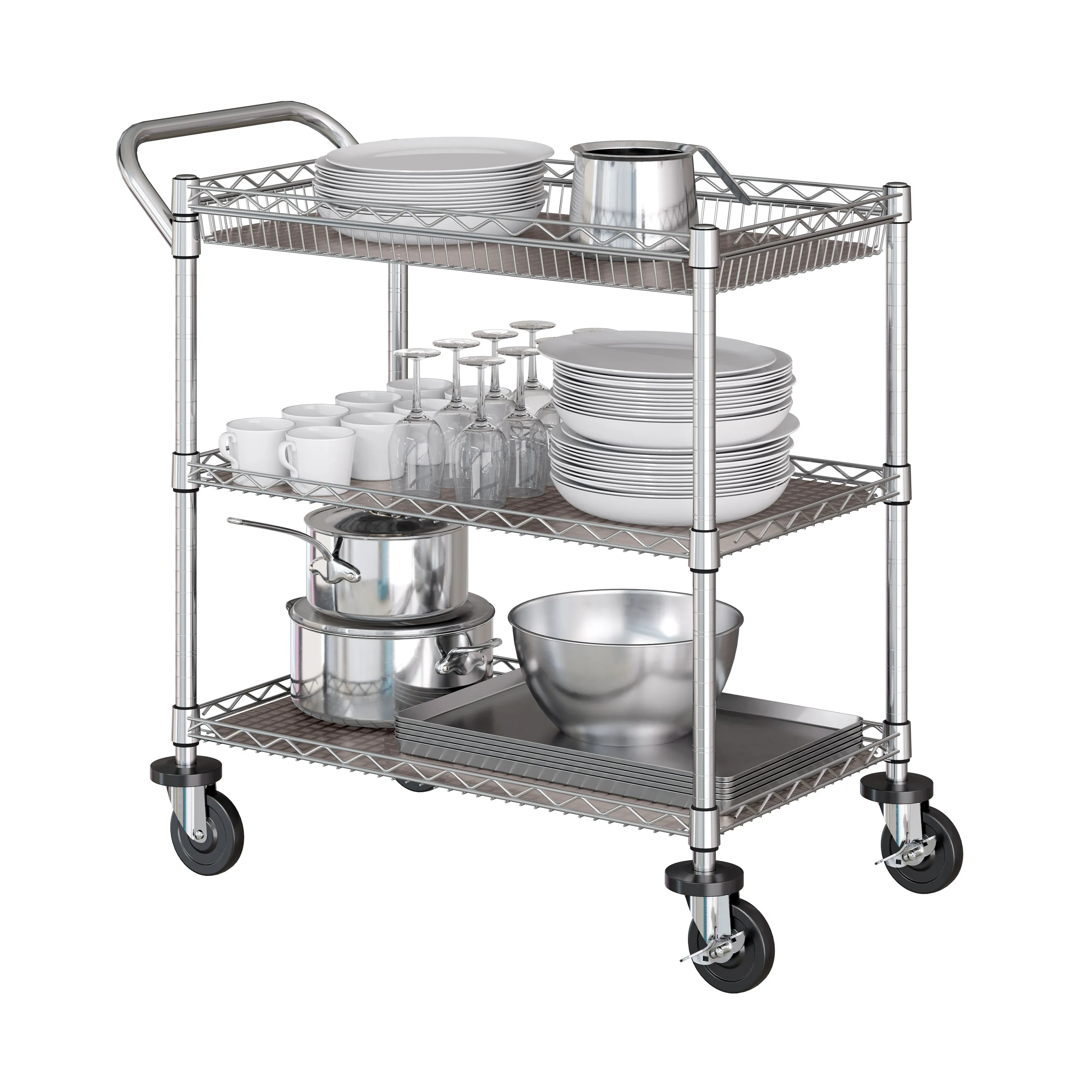 3-Tier NSF Utility Cart with Shelf Liners