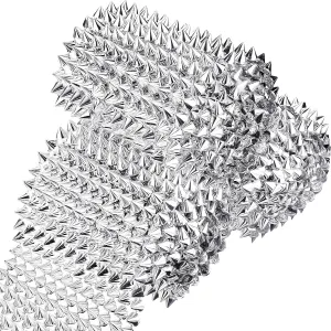 3 Yards Sew Stitch On Spike Stud Cone Flatback Spike Studs Rivets DIY Punk Trim Bead for Clothing, Wedding, Performance, Arts and Crafts Decoration (Silver)
