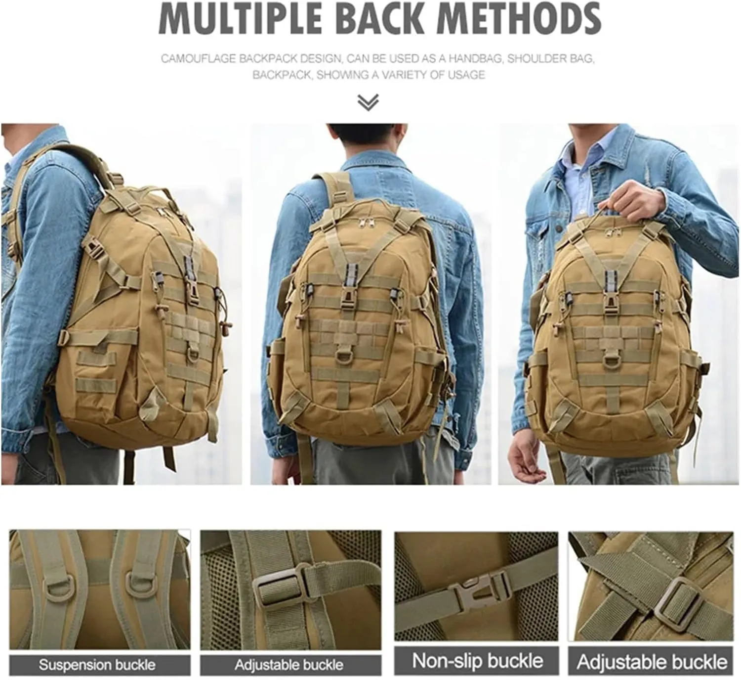 30-40L Camping Backpack Men's Bag Travel Bags Climbing Rucksack Hiking Outdoor Reflective Shoulder Fishing Bag(Style4)