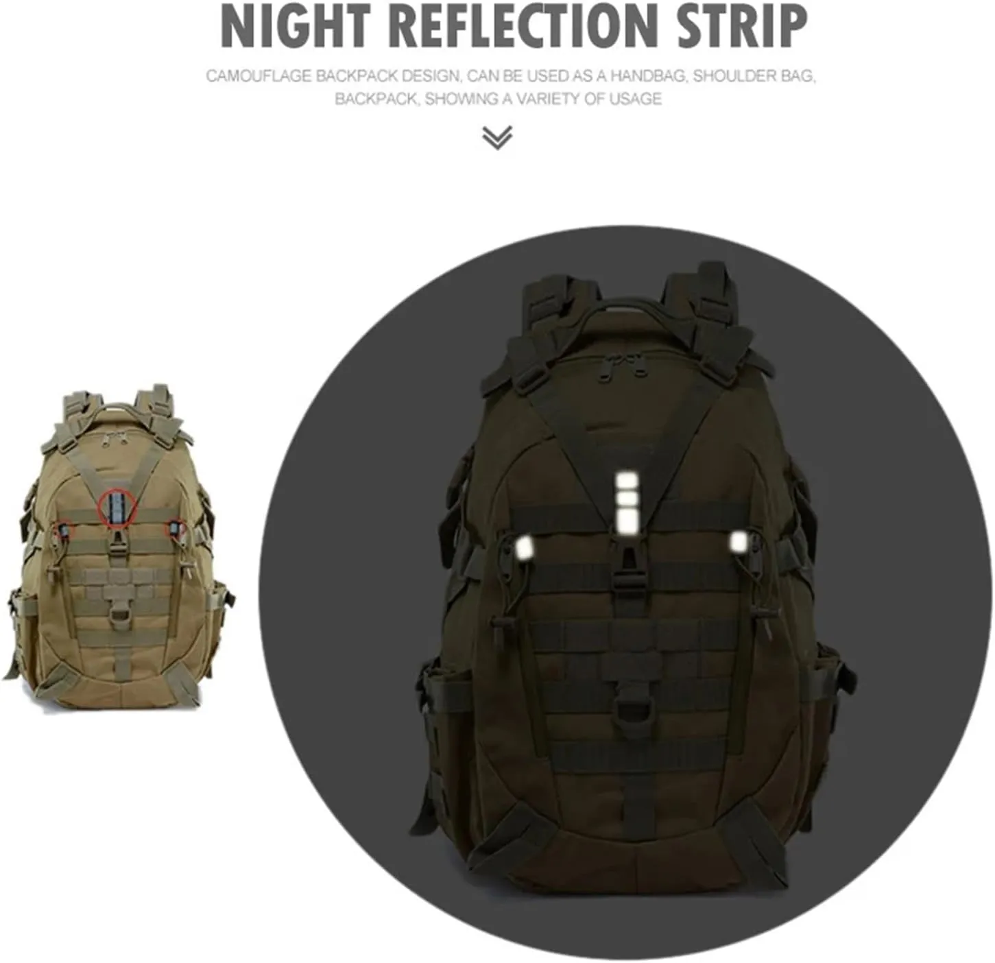 30-40L Camping Backpack Men's Bag Travel Bags Climbing Rucksack Hiking Outdoor Reflective Shoulder Fishing Bag(Style4)