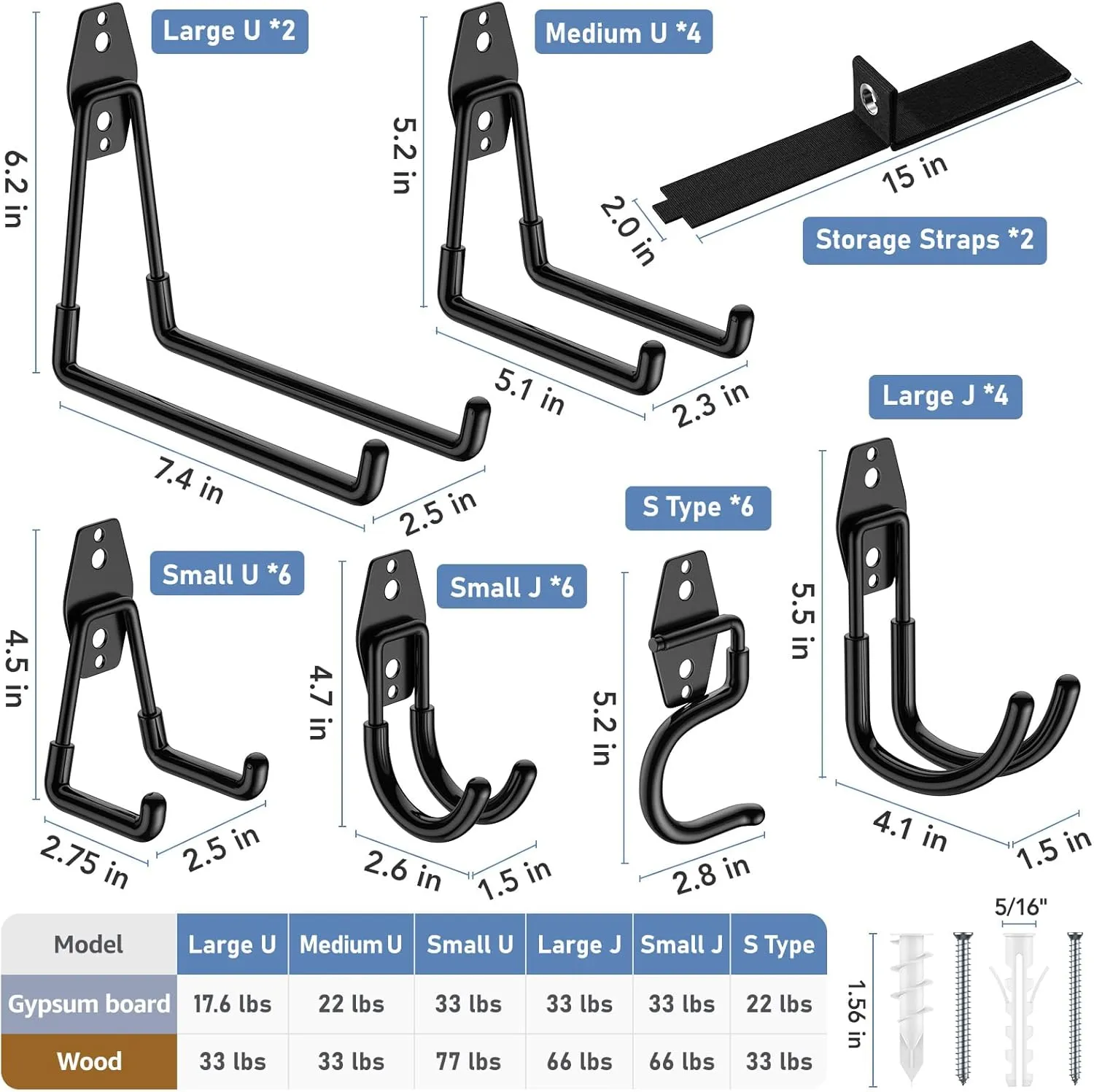 30 Pack Utility Steel Wall Mount Heavy Duty Garage Hooks with Anti-Slip Coating,Storage More Yard,Garden and Power Tools and for Hanging Hose,Ladder and Bike