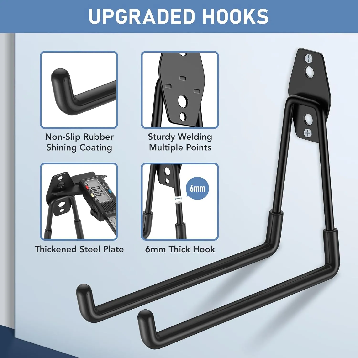30 Pack Utility Steel Wall Mount Heavy Duty Garage Hooks with Anti-Slip Coating,Storage More Yard,Garden and Power Tools and for Hanging Hose,Ladder and Bike