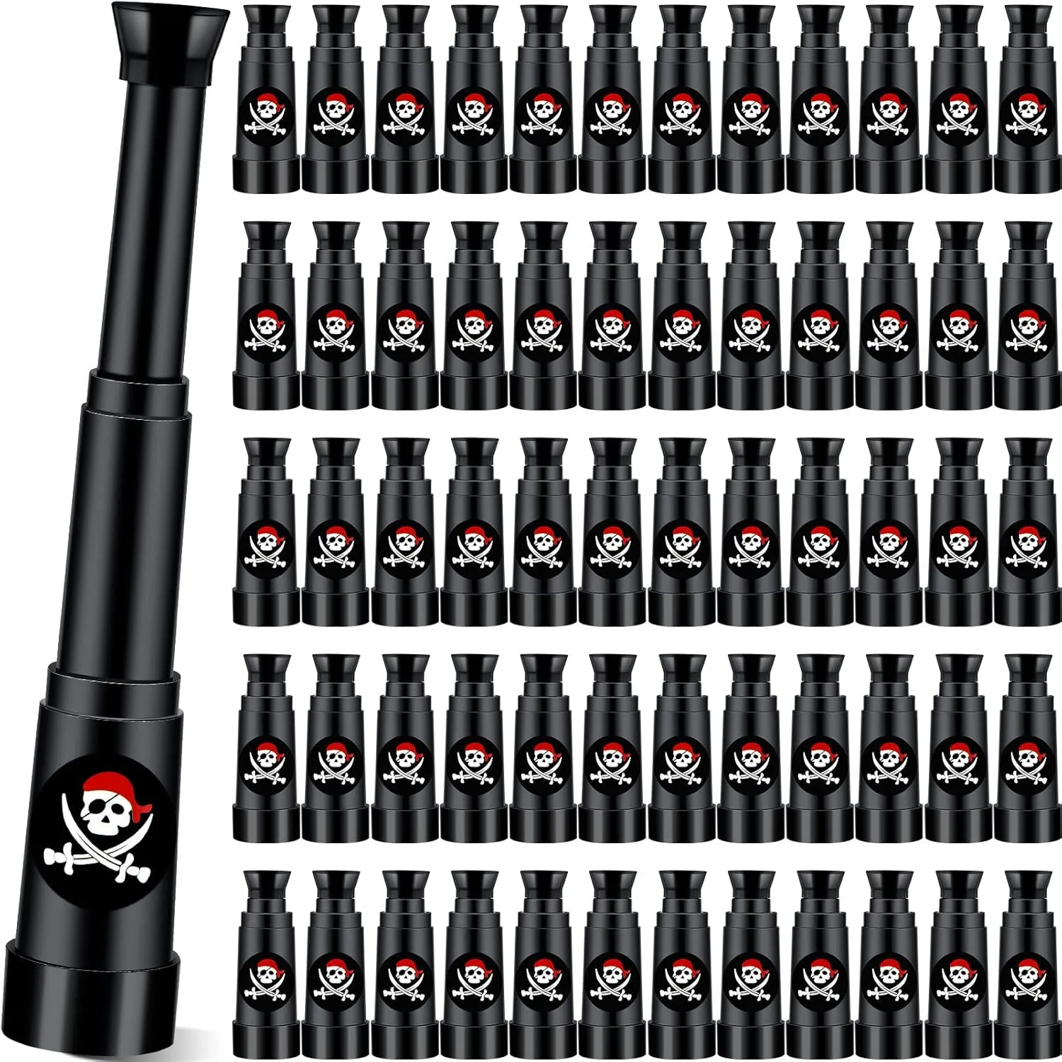 30 Pcs Pirate Telescope Bulk for Party Favors Pirate Theme Telescopes Plastic Mini Monocular Toy for Treasure Pretend Hunt Play Birthday Party Supplies Black 2.6" to 5.5"
