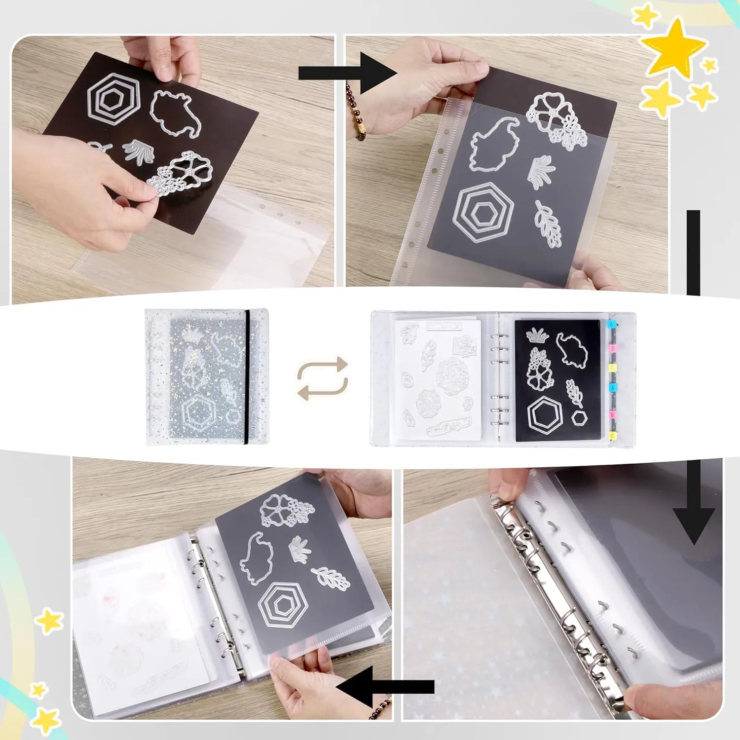 30pcs Magnetic Sheets and Storage Bags for Stamps and Dies Storage with Album Pocket, Die Cut Storage Set for Storage Die Cutting,DIY Scrapbooking,Card Making Supplies (1.2 mm Thickness)