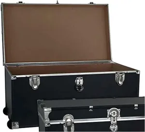 31-Inch Traveler Rolling Storage Trunk Heavy Duty Portable Locking Chest Push Button Latch Wheeled Design for Travel Military Deployment Shipping Secure Equipment Organizer and Utility Box
