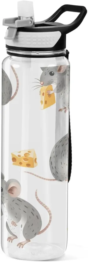 32 oz Water Bottle with Straw Tritan BPA Free Cute Mouse Sports Water Bottle with Carry Handle LeakProof Perfect for Travel School Gym Fitness Outdoor