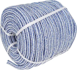 3/4 Inch x 150 Feet Double Braid Polyester Rope 20000Lbs Breaking Strength Strong Pulling Rope for Tree Work Camping Swings(Blue White)