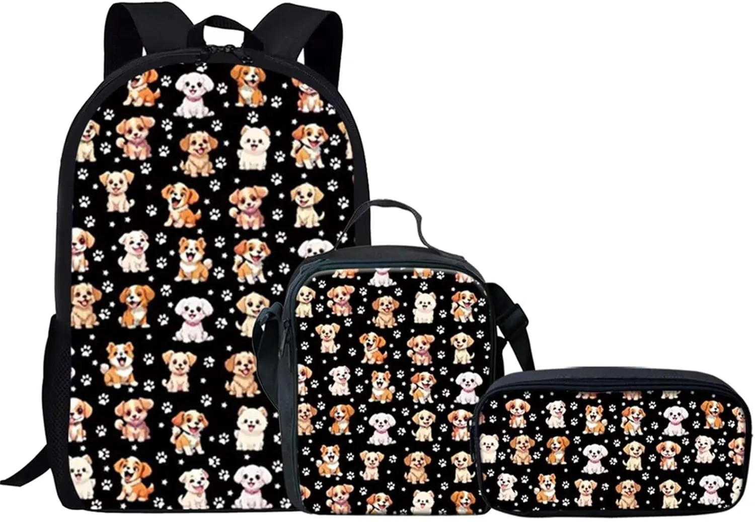 3D Animal Sport Printing Kids School Set Book Bag with Lunch Bag Pench Case 3 PCS