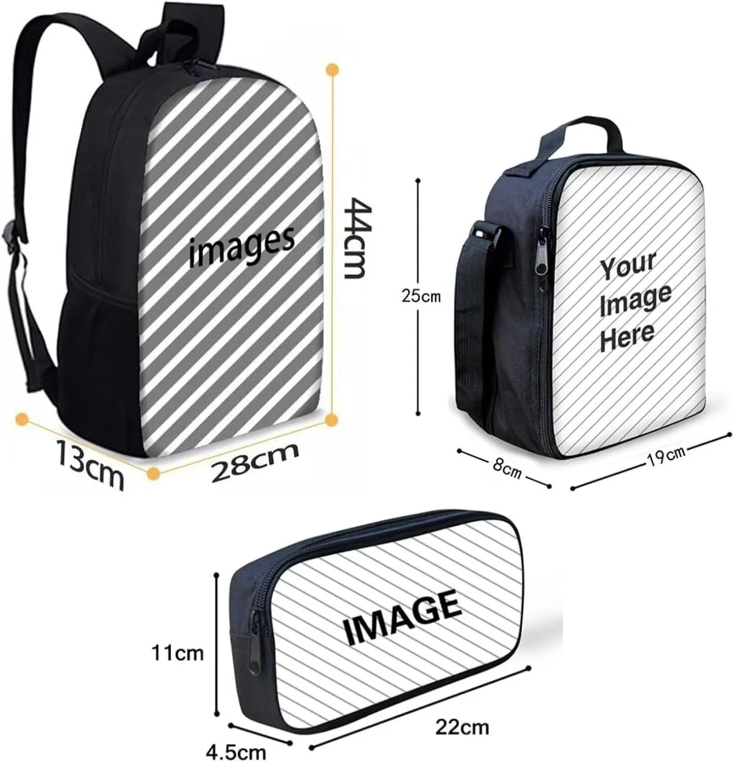 3D Animal Sport Printing Kids School Set Book Bag with Lunch Bag Pench Case 3 PCS