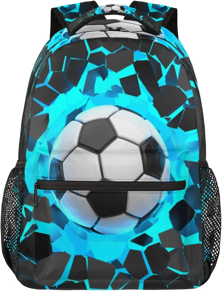 3D Light Wall Football Primary Backpack School Bookbag for Kids Boys Girl,Sport Soccer Travel Laptop Backpacks Book Bag Hiking Camping Daypack,Age 5-10