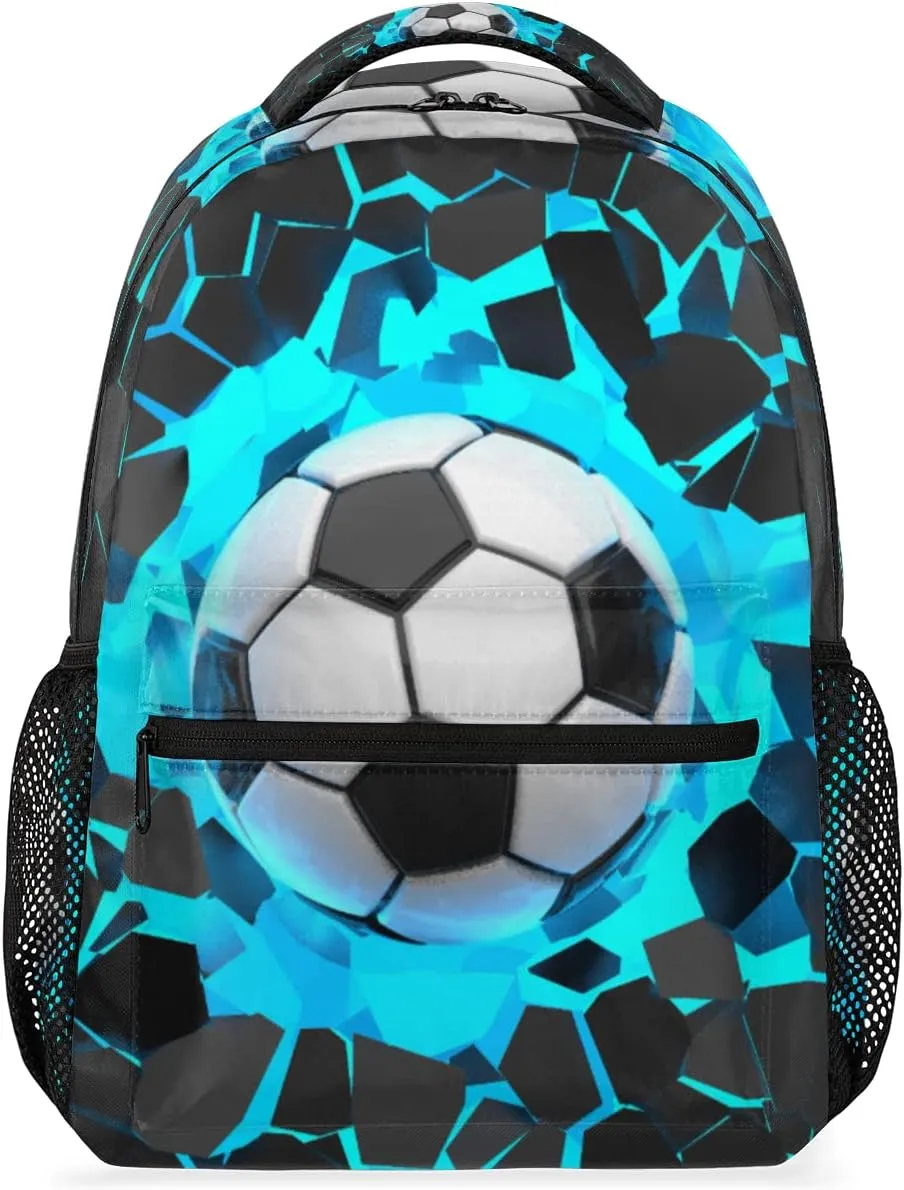 3D Light Wall Football Primary Backpack School Bookbag for Kids Boys Girl,Sport Soccer Travel Laptop Backpacks Book Bag Hiking Camping Daypack,Age 5-10