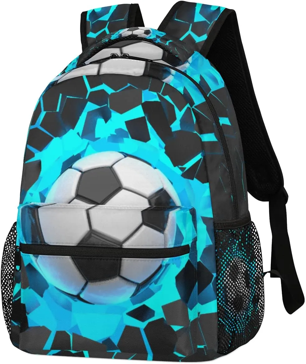 3D Light Wall Football Primary Backpack School Bookbag for Kids Boys Girl,Sport Soccer Travel Laptop Backpacks Book Bag Hiking Camping Daypack,Age 5-10