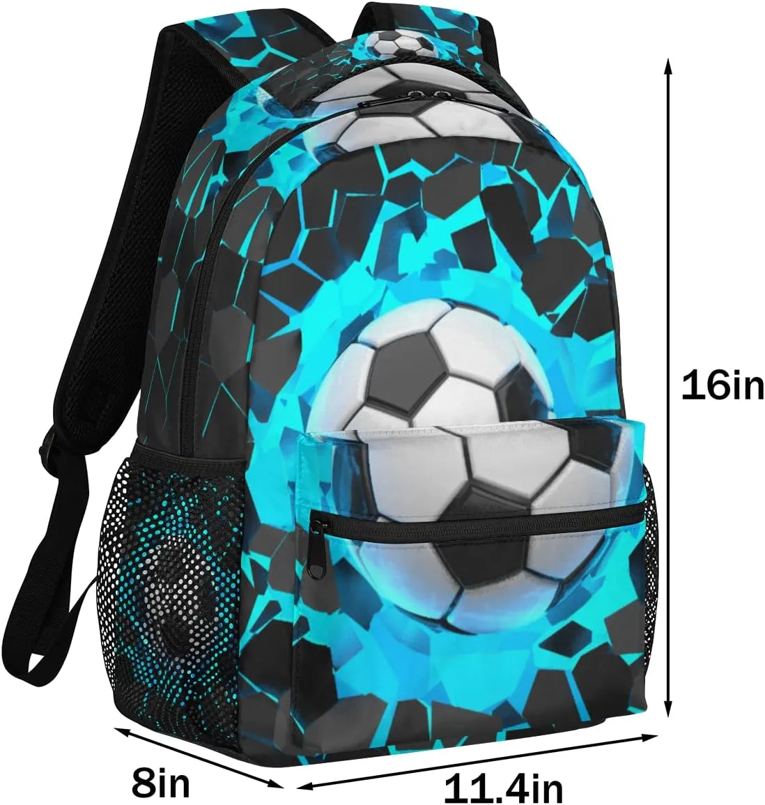 3D Light Wall Football Primary Backpack School Bookbag for Kids Boys Girl,Sport Soccer Travel Laptop Backpacks Book Bag Hiking Camping Daypack,Age 5-10