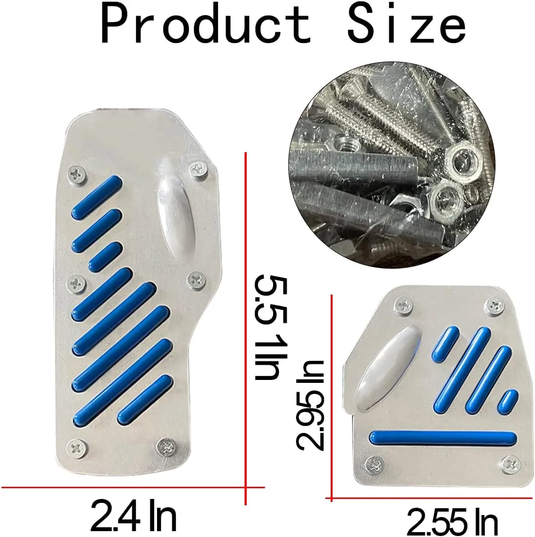 3PCS Nonslip Car Pedal Pads, Aluminum Alloy Manual Transmission Foot Pedals Brake Pad Cover, Sports Gas Fuel Petrol Clutch Rest Plate Kits, Car Replacement Accessories for Vehicle SUV Truck (Blue)