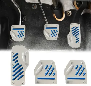 3PCS Nonslip Car Pedal Pads, Aluminum Alloy Manual Transmission Foot Pedals Brake Pad Cover, Sports Gas Fuel Petrol Clutch Rest Plate Kits, Car Replacement Accessories for Vehicle SUV Truck (Blue)