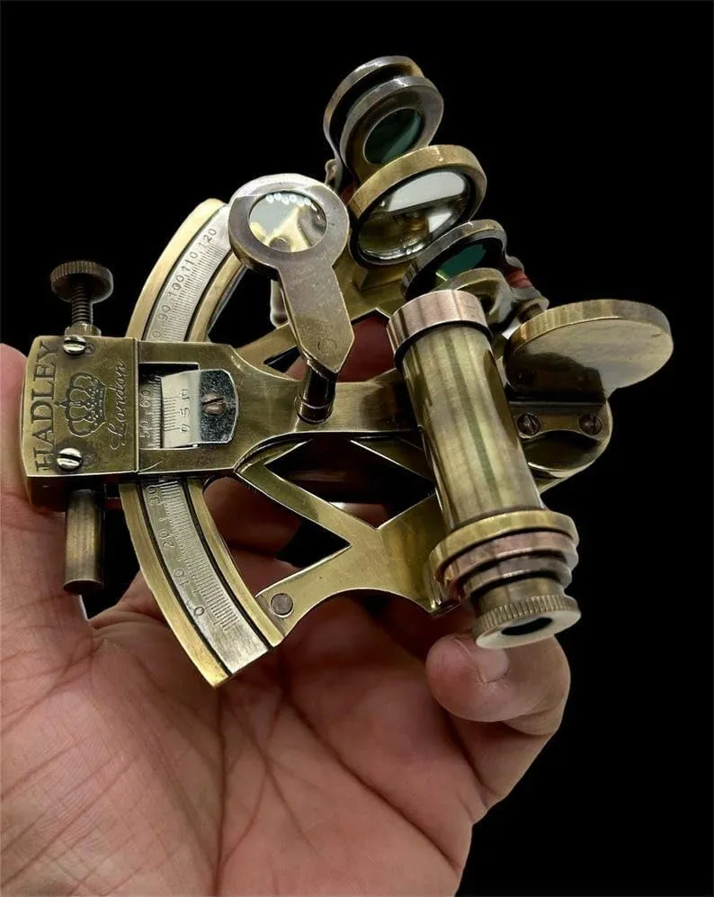 4 Inches Brass Nautical Sextant – Handcrafted Marine Navigation Tool and Compact 4 Inches Brass Sextant – Vintage Nautical Exploration Tool