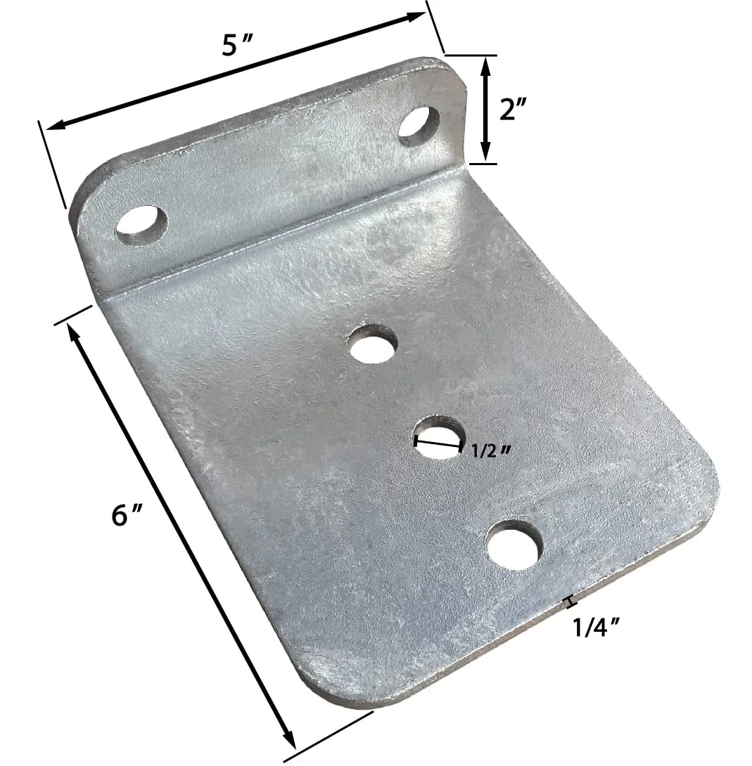 4 Pack 6" Galvanized L-Type Boat Trailer Bunk Bracket, Heavy Duty (4)