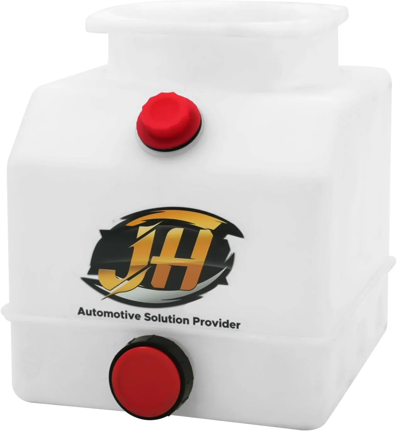 4 Quart Poly Power Unit Reservoir for Hydraulic Systems, Polyethylene Flat Bottom Utility Fluid Tank for Dump Trucks Trailers RVs Boats