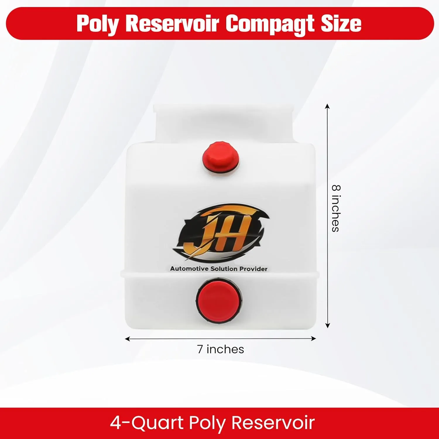 4 Quart Poly Power Unit Reservoir for Hydraulic Systems, Polyethylene Flat Bottom Utility Fluid Tank for Dump Trucks Trailers RVs Boats