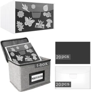 40pcs Magnetic Sheets for Dies Storage, with 1 Die Cut Storage Container Box, Die Cut Storage Organizer for Die Cutting DIY Scrapbooking Paper Picture Photos,20 Pcs Magnetic Sheets 20 Pcs Bags