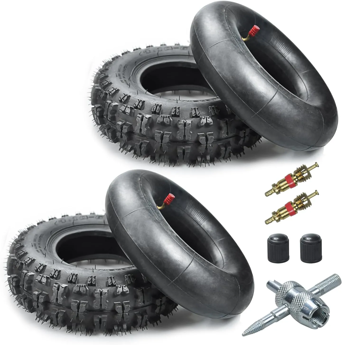 4.10/3.50-6 4.10-6 NHS Tire and Inner Tube for Lawn Mower Wheelbarrows 4 Wheelers ATV Quad Go Kart Snow Blower Tractors Hand Trucks Generators Utility Carts Trolleys Mini Bike Heavy Duty 2 Pack