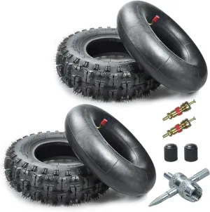 4.10/3.50-6 4.10-6 NHS Tire and Inner Tube for Lawn Mower Wheelbarrows 4 Wheelers ATV Quad Go Kart Snow Blower Tractors Hand Trucks Generators Utility Carts Trolleys Mini Bike Heavy Duty 2 Pack