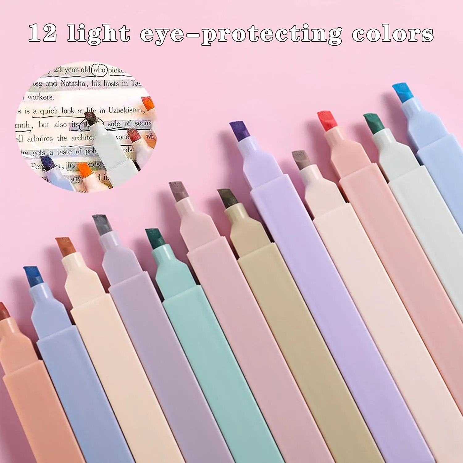 42 Pcs Big Capacity Pencil Pouch with Aesthetic School Supplies, 12 Pastel Highlighters, 5 Black Ink Gel Pens, 6 Mechanical Pencils Set 0.5 & 0.7mm, Sticky Notes, Stationary Set for Student(Green)