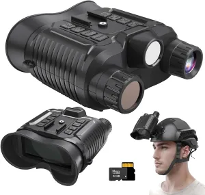 4K Night Vision Binoculars for Adults, NV8161 Digital Night Vision Goggles with Elastic Head Strap and 32GB Memory Card to Save Photo and Video, Built-in 3000Mah Battery