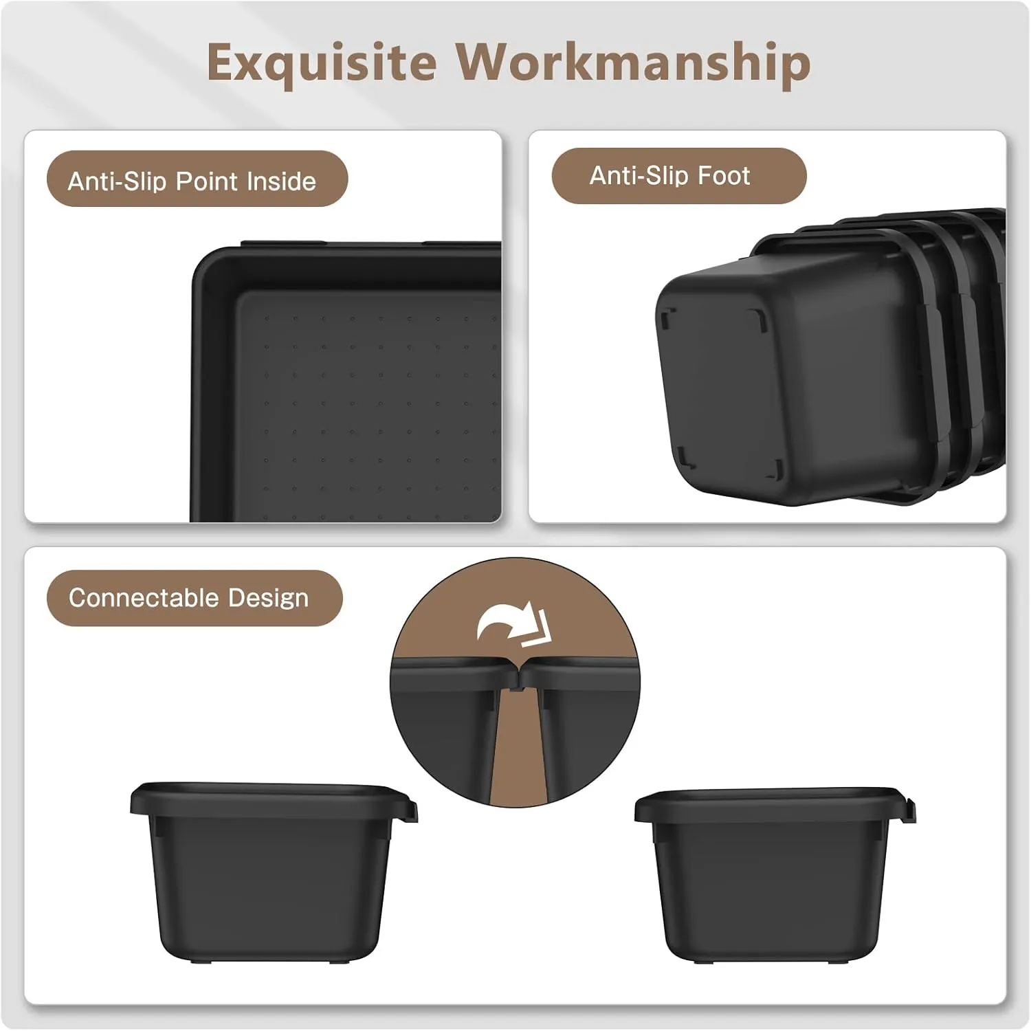 【𝟰𝟲𝗣𝗖𝗦】【5 Size】A-LUGEI Tool Box Organizer Tray Divider Set, 【Black】 Desk Drawer Organizer, Garage Organization and Storage Toolbox Accessories Rolling Tool Chest Cart Cabinet WorkBench Small Part