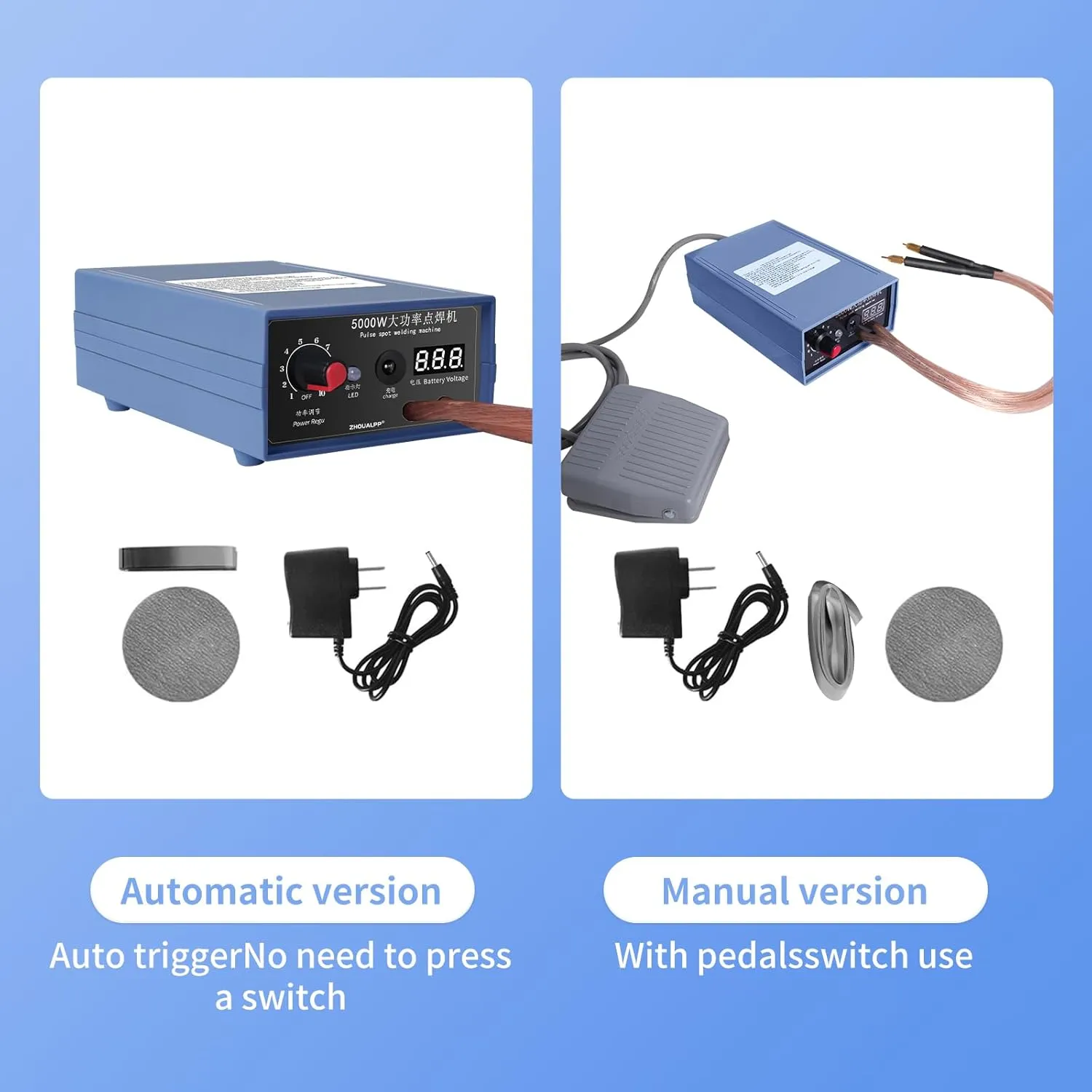 5000W Spot Welder, Handheld Spot Welder, 9-speed Adjustable Mini Battery Spot Welder, Portable Spot Welder DIY Kit with Nickel Strap and Spot Welding Pen for 18650 Battery Pack Welding Tool