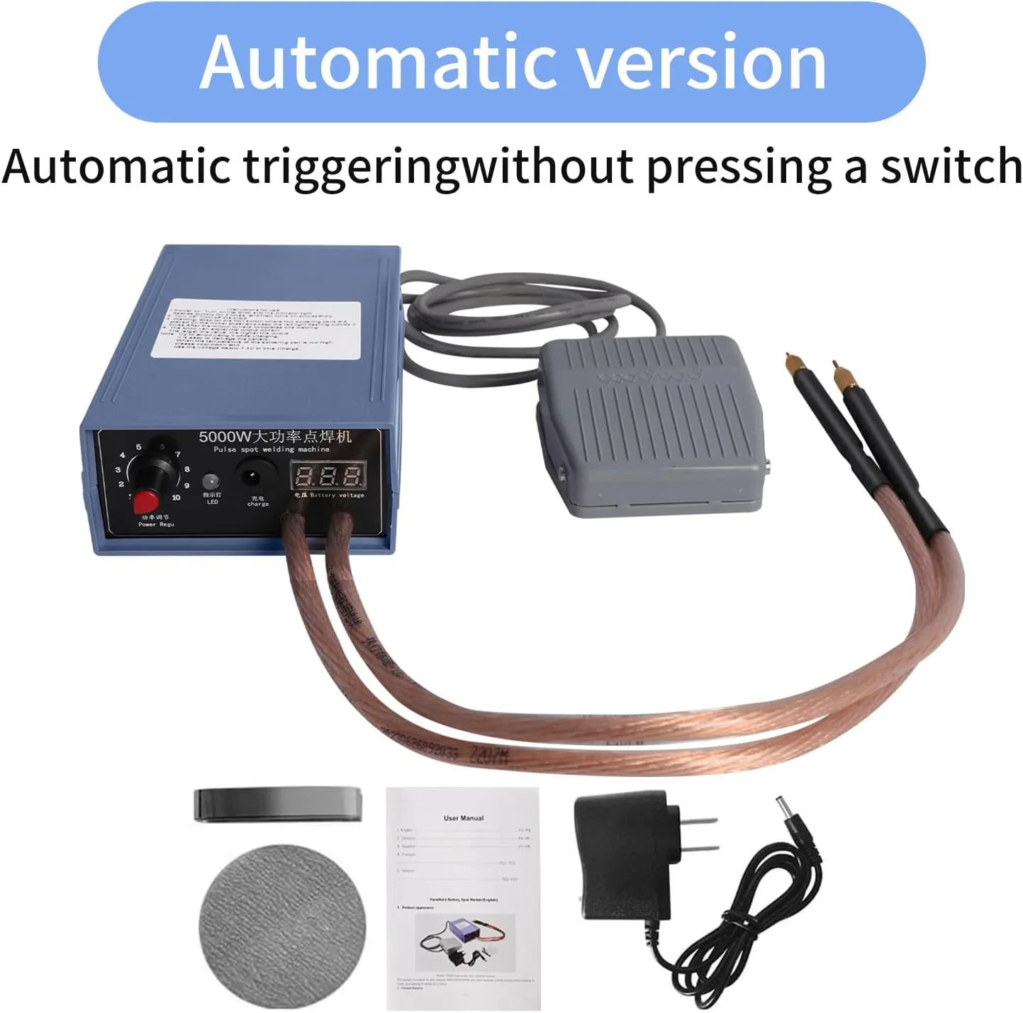 5000W Spot Welder, Handheld Spot Welder, 9-speed Adjustable Mini Battery Spot Welder, Portable Spot Welder DIY Kit with Nickel Strap and Spot Welding Pen for 18650 Battery Pack Welding Tool