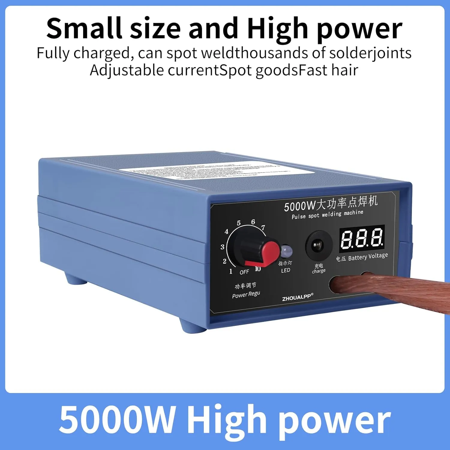 5000W Spot Welder, Handheld Spot Welder, 9-speed Adjustable Mini Battery Spot Welder, Portable Spot Welder DIY Kit with Nickel Strap and Spot Welding Pen for 18650 Battery Pack Welding Tool