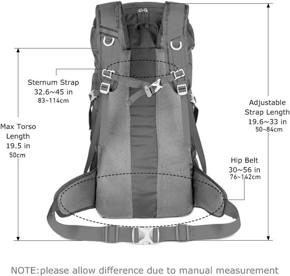 50L Hiking Backpack with Rain Cover Multifunctional Mountaineering Bag Outdoor Rucksack for Travel Trekking Camping
