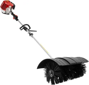 52cc 2.3HP Gas Power Sweeper, 1700w Portable Hand Held Broom Sweeper, Gas Power Garden Driveway Sweeper Air Cooled Motor, Power Snow Sweeping Broom for Cleaning Artificial Grass Sites Farms