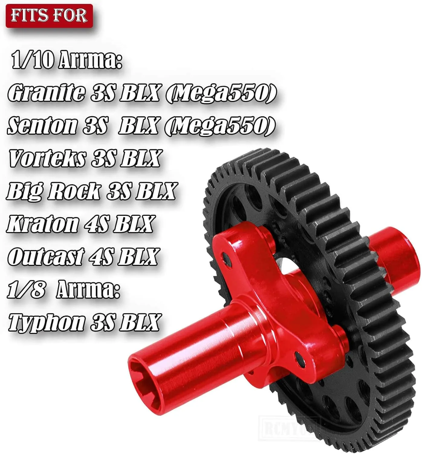 58T(0.8Mod) Spur Gear Slipper Clutch with Slipper Shaft Upgrades for 1/10 Granite/Senton/Big Rock/Vorteks 3s,Kraton/Outcast 4S,1/8 Typhon 3S,Red