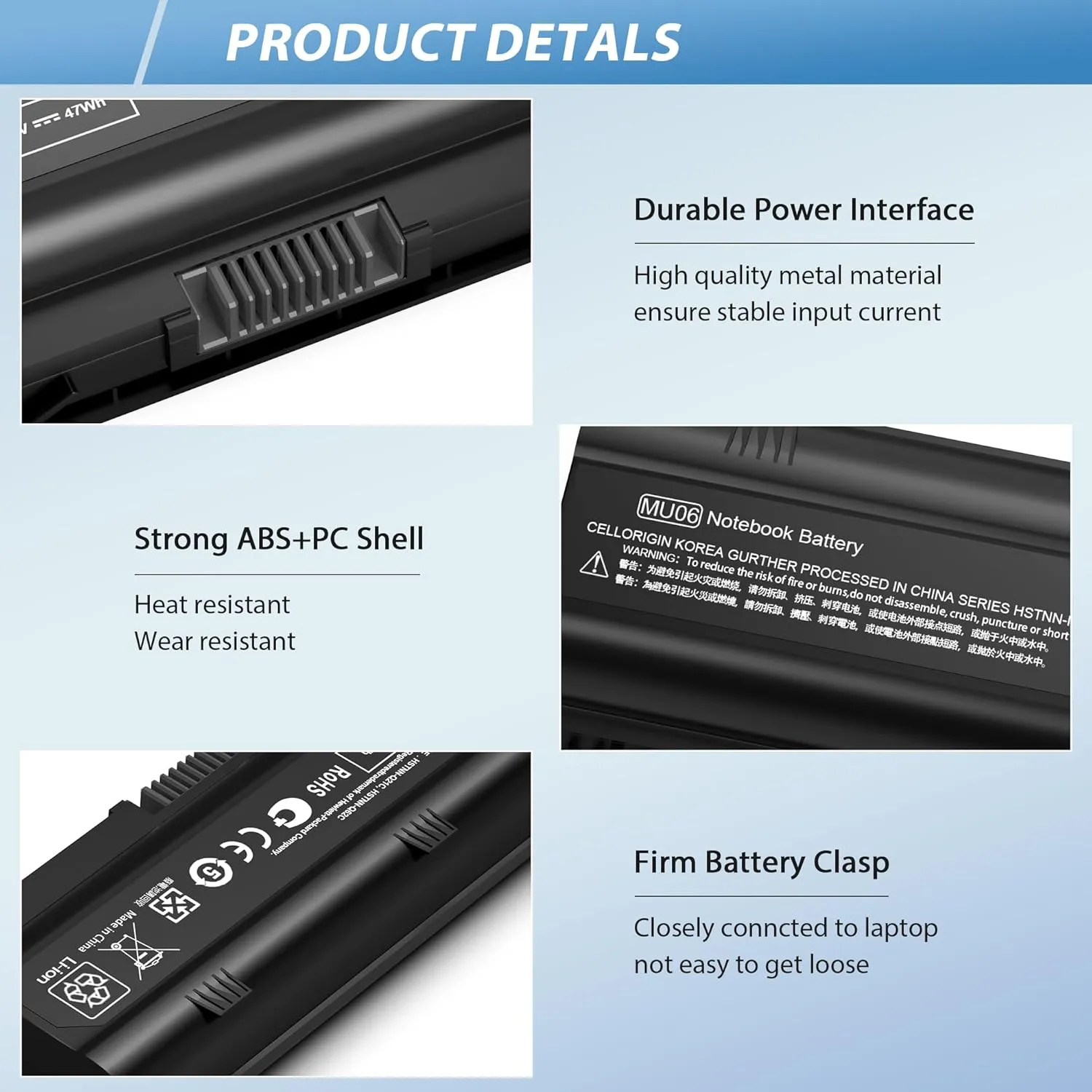593553-001 593554-001 MU06 MU09 Laptop Battery for HP Pavilion G6 G7 G62 G72 G4/2000 Notebook PC/DM4 DV3 DV5 DV6 DV7/Compaq Presario CQ32 CQ42 CQ43 CQ56 CQ57 CQ62 CQ72 435 436[10.8V 5200mAh 6Cell]