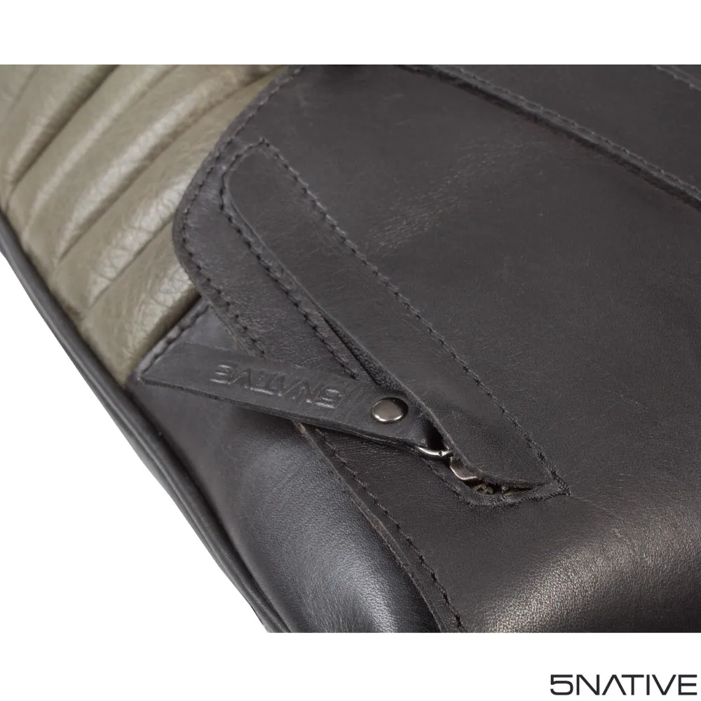 5NATIVE BLACK AND GREY NORTH SOUTH LEATHER MESSENGER BAG