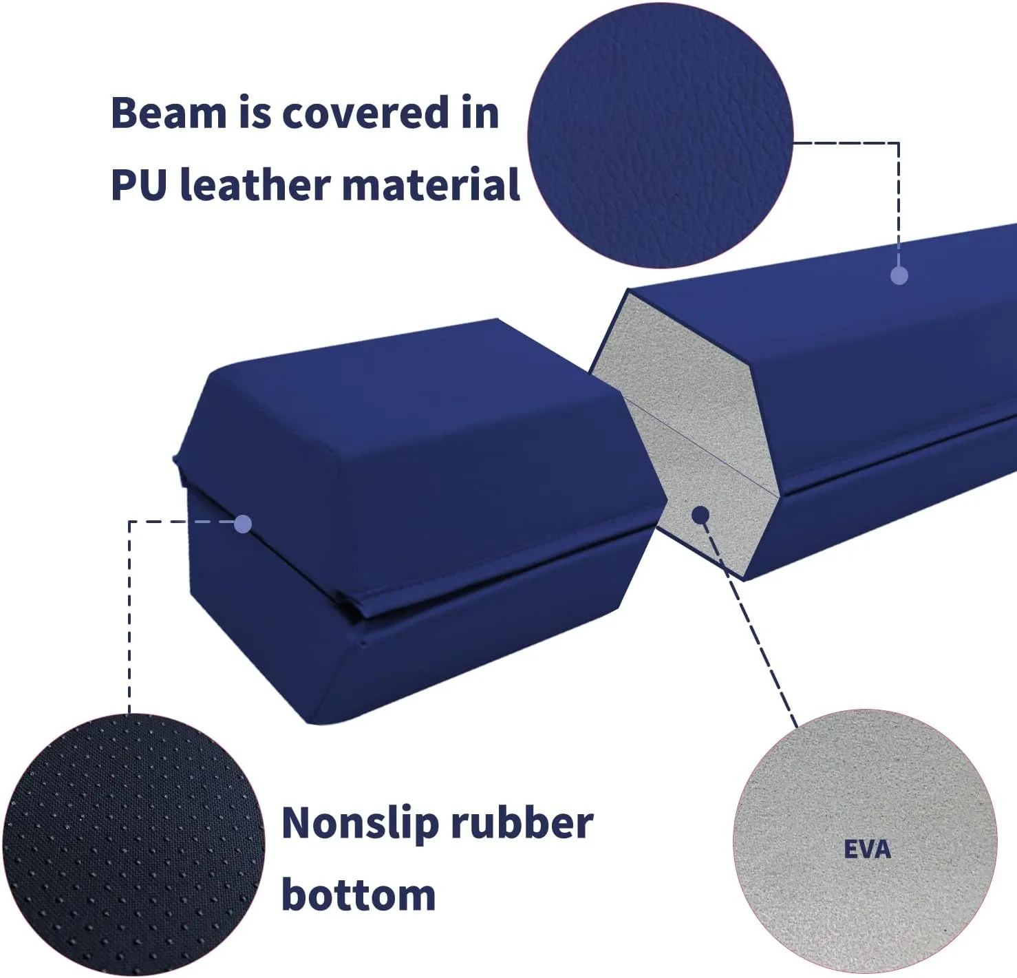 6 FT / 8 FT / 9 FT /10 FT Balance Beam Folding Gymnastics Beam - Extra Firm - PU Leather Cover - Anti Slip Bottom with Carry Bag for Kids/Adults Home Use