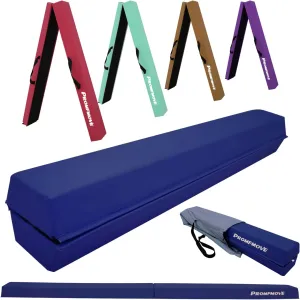6 FT / 8 FT / 9 FT /10 FT Balance Beam Folding Gymnastics Beam - Extra Firm - PU Leather Cover - Anti Slip Bottom with Carry Bag for Kids/Adults Home Use