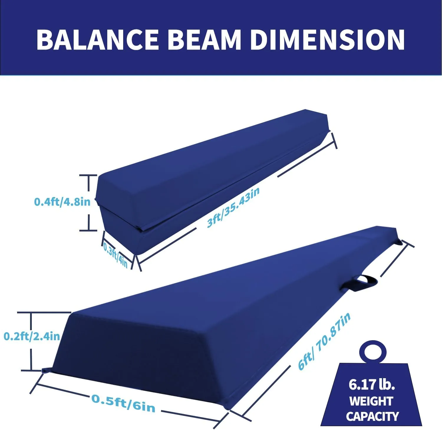 6 FT / 8 FT / 9 FT /10 FT Balance Beam Folding Gymnastics Beam - Extra Firm - PU Leather Cover - Anti Slip Bottom with Carry Bag for Kids/Adults Home Use