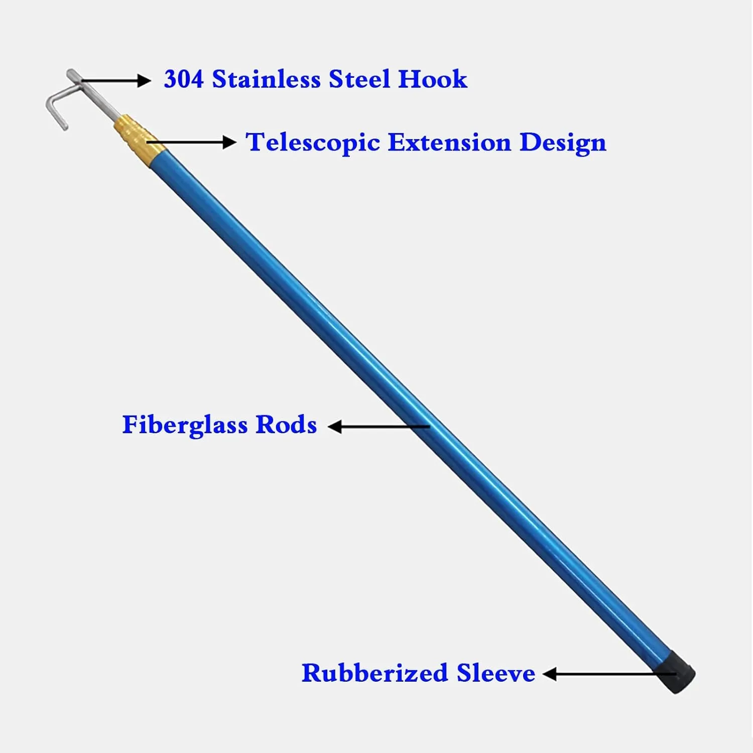 6 Pack Commercial Multifunctional Boat Hook Pole, Telescopic Rescue Pull Poles Equipment Heavy Duty for Drowning Victims, Professional & Utility Cargo Gripping Tool(Brown,4M/13.1FT)