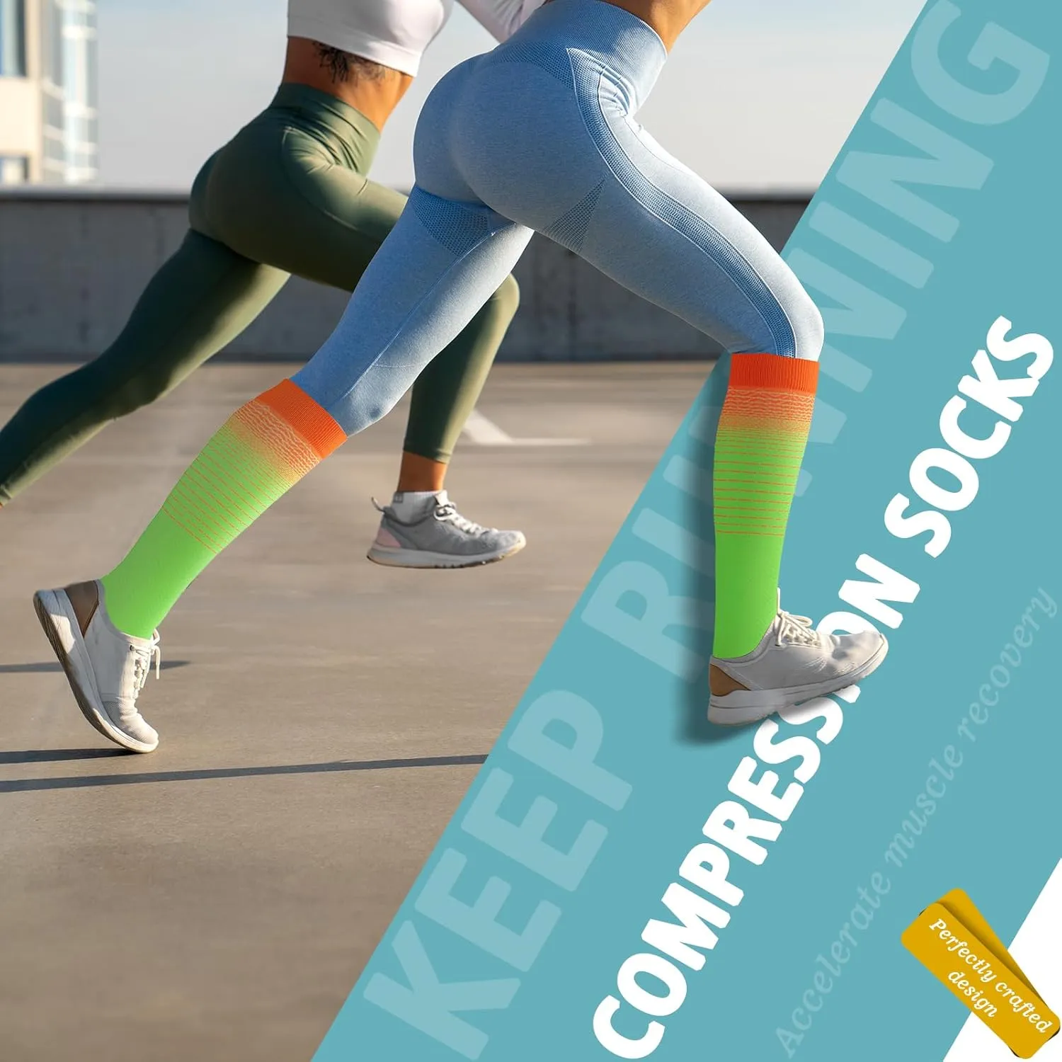 6 Pairs Compression Socks for Women Men 20-30mmhg Graduated Support Knee High Socks for Nurse Travel Flight