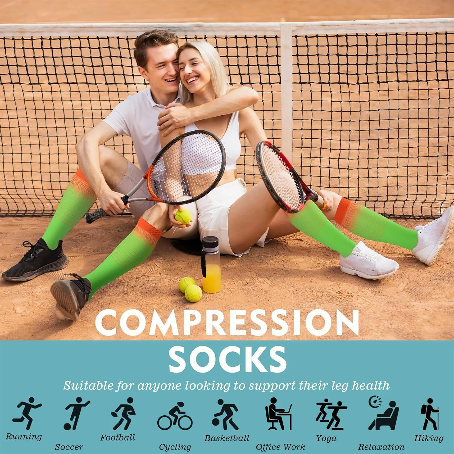 6 Pairs Compression Socks for Women Men 20-30mmhg Graduated Support Knee High Socks for Nurse Travel Flight