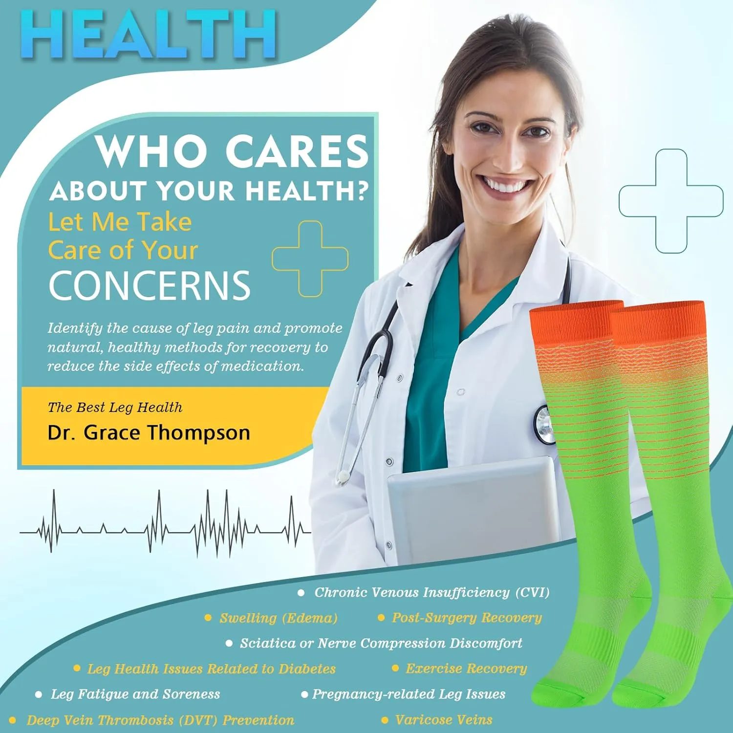 6 Pairs Compression Socks for Women Men 20-30mmhg Graduated Support Knee High Socks for Nurse Travel Flight