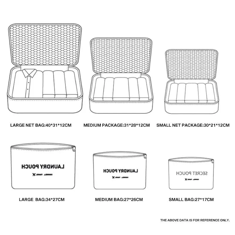 6 pcs Packing Cubes Luggage Storage Organiser Travel Compression Suitcase Bags Random Color
