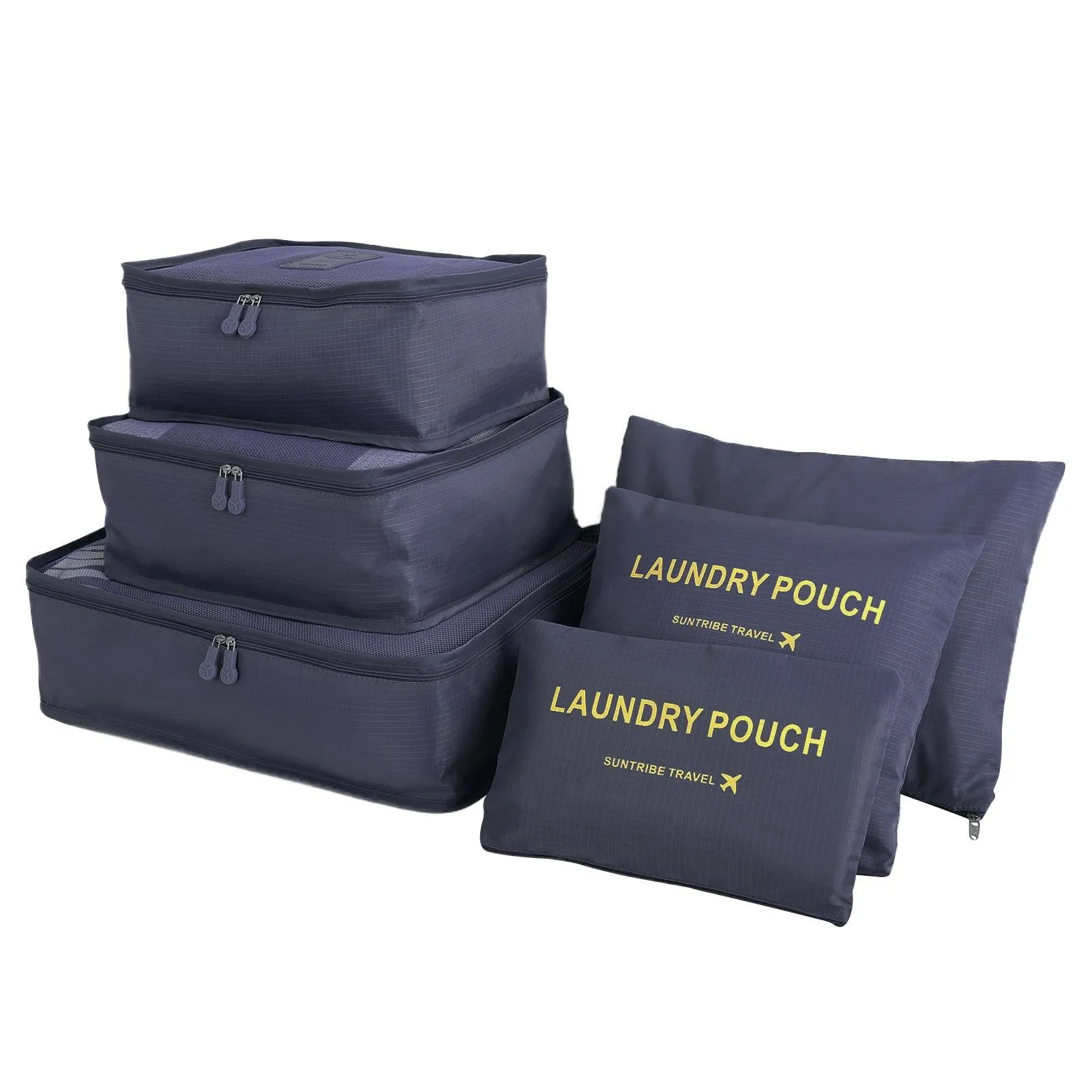 6 pcs Packing Cubes Luggage Storage Organiser Travel Compression Suitcase Bags Random Color