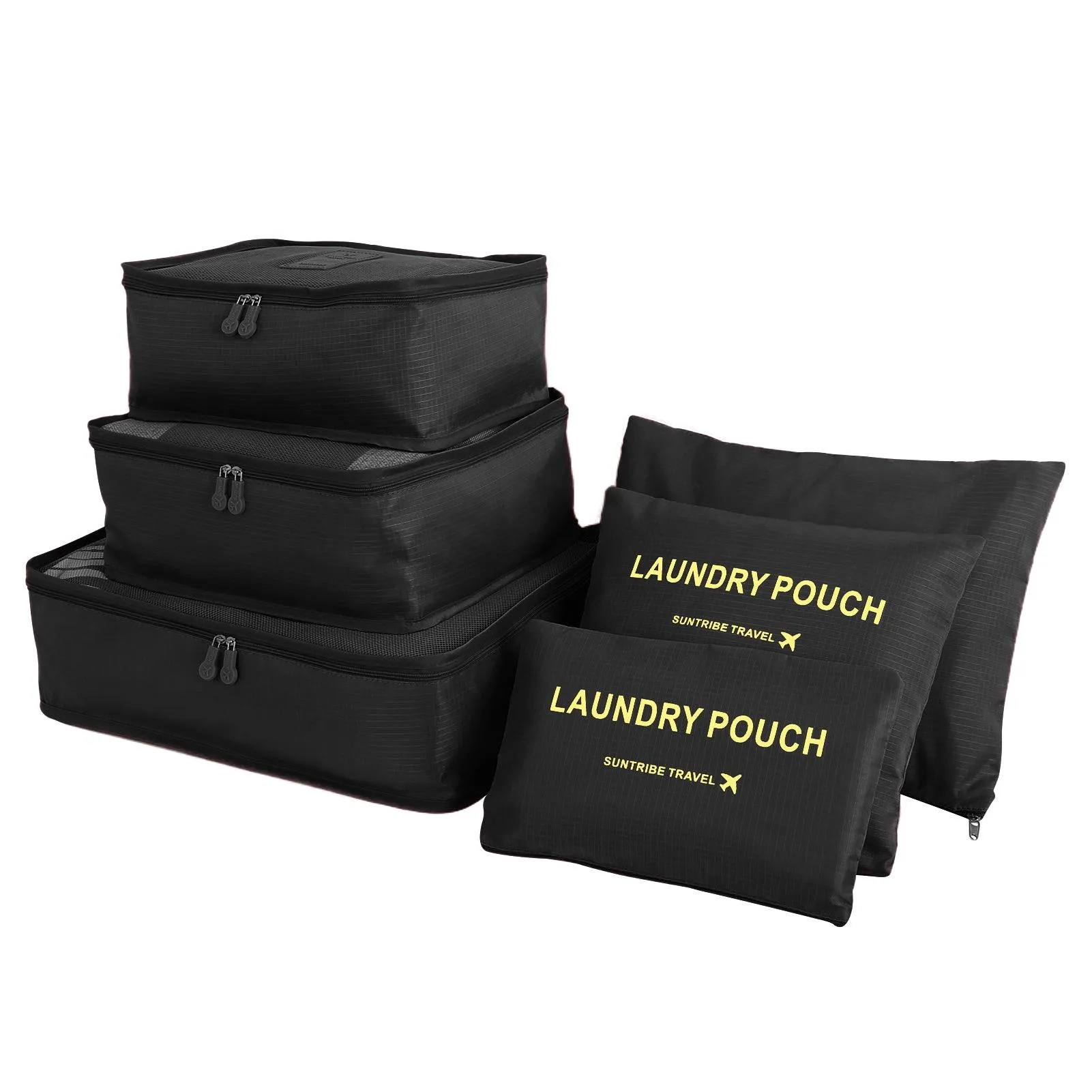 6 pcs Packing Cubes Luggage Storage Organiser Travel Compression Suitcase Bags Random Color